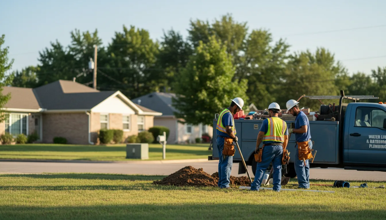 Residential water line and bathroom plumbing service in Albert, OK